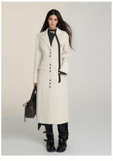Long suit collar woolen versatile coat